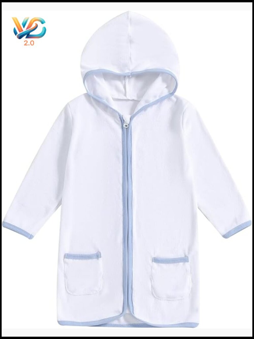 Toddler Terry Cloth Swim Cover Up Zip Hoodie Towel Wrap Pool Beach Poncho